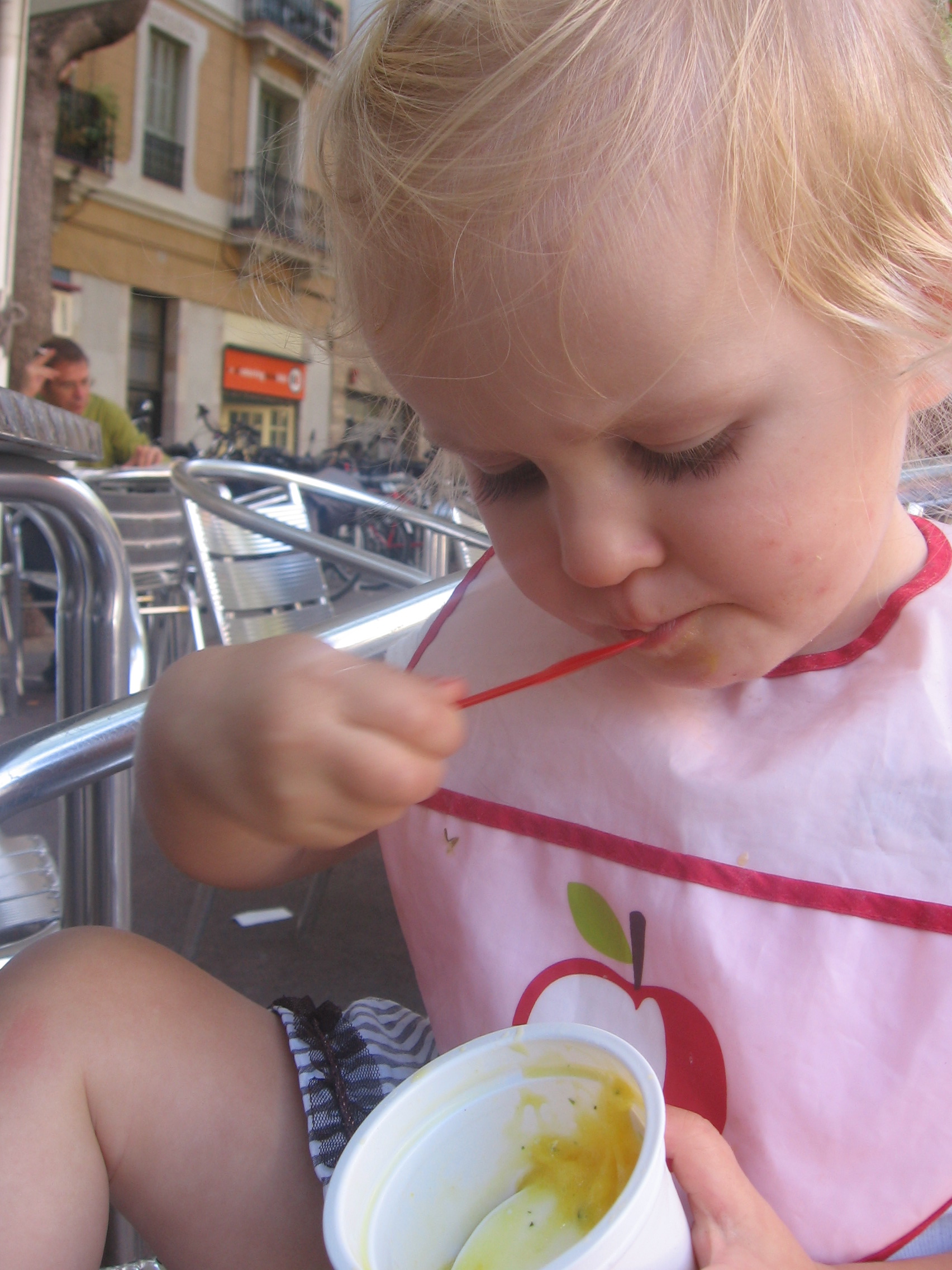 Maisie fell in love with ice cream while in Spain. This was our first day in Barcelona and we created a ice cream lover! She would randomly say, "ieeecummm??" Yeah, it sounds weird, but it is her way of asking for ice cream!